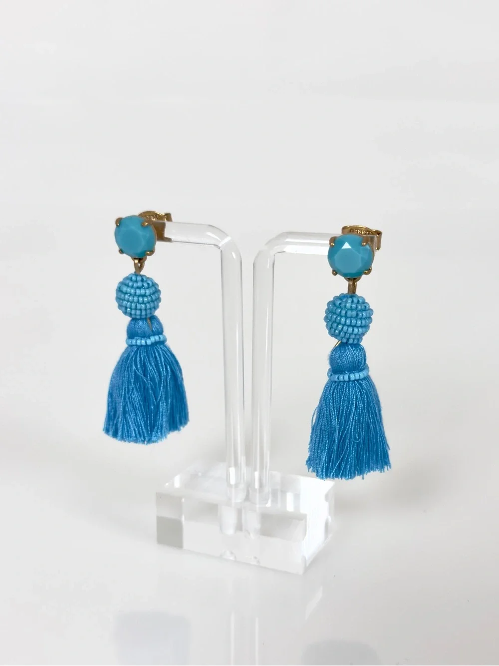 J.Crew Blue Beaded Tassel Drop Earrings